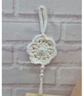 Mandala colgador crochet perlas detalles